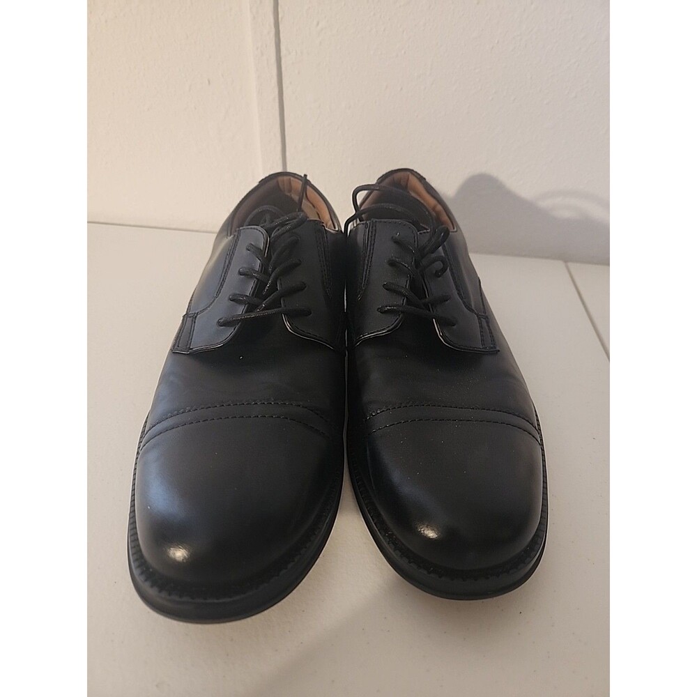 George Mens Black Faux Leather Lace Up Oxford Dress Shoes Size 9m
